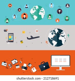 Set of icons. Flat Design. Mobile Phones, Tablet PC, Web and Apps vector icons. 
