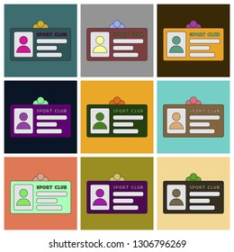 Set of Icons in flat design Personal card sports club