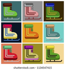 Set of Icons in flat design skates