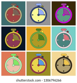 Set of Icons in flat design stopwatch