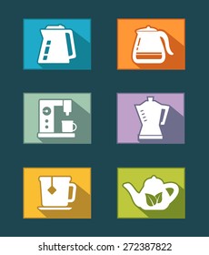 set icons of flat design for tea and coffee industry