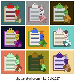 Set of Icons in flat design Vegetable menu
