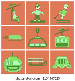 Set of Icons in flat design winter sport