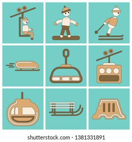 Set of Icons in flat design winter sport