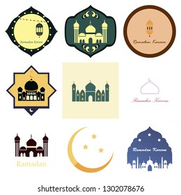 Set of icons in flat style Ramadan