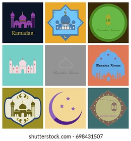 Set of icons in flat style Ramadan