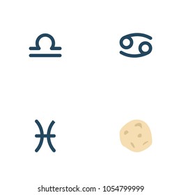Set of  icons flat style symbols with asteroid, pisces, cancer and other icons for your web mobile app logo design.