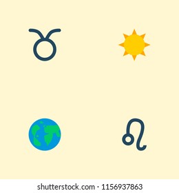 Set of  icons flat style symbols with leo, sun, taurus and other icons for your web mobile app logo design.