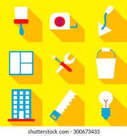 Set icons flat style vector image construction