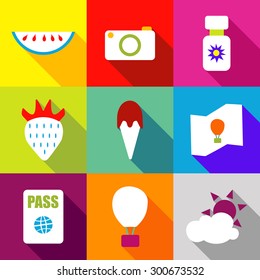 Set icons flat style vector image traveling