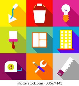 Set icons flat style vector image construction