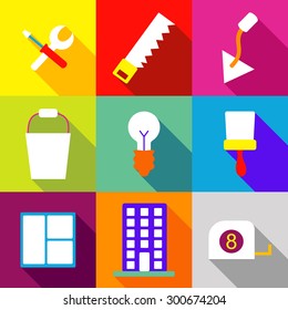 Set icons flat style vector image construction