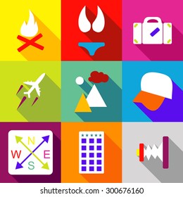 Set icons flat style vector image adventure