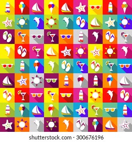Set icons flat style vector image summer