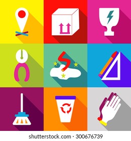 Set icons flat style vector image tools