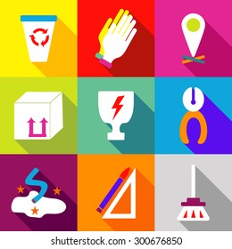 Set icons flat style vector image tools