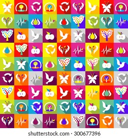 Set icons flat style vector image nature