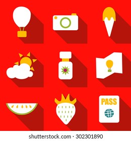 Set icons flat style vector image traveling