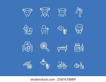 Set of icons for Flu. Editable stroke. Vector illustration