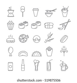 Set of icons with food