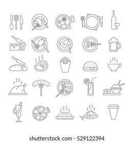 Set of icons with food