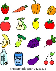 set of icons of  food