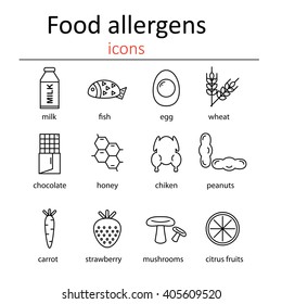 Set Icons Food Allergens Vector Illustration Stock Vector (Royalty Free ...