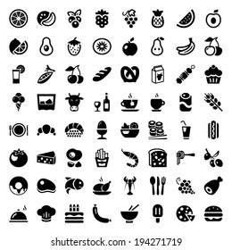 Set of icons with food and drinks for restaurant or commercial. black color