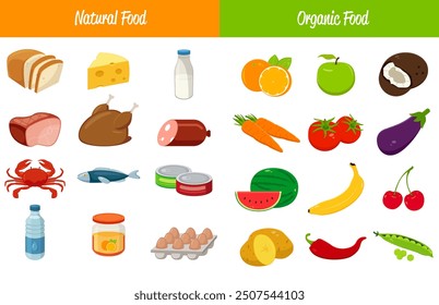 Set of icons with food and drinks for restaurant or commercial. Fast food icons. Food and Drinks icons. Vector