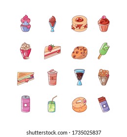 set of icons food on white background vector illustration design