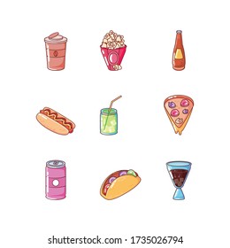 set of icons food on white background vector illustration design