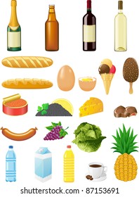  set icons of foods vector illustration isolated on white background