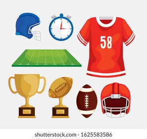 set icons of football american vector illustration design