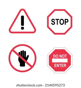 Set of icons forbidding passage. Vector illustration.