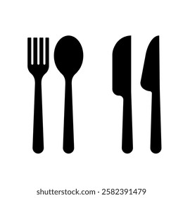 set of icons forks spoons and knives vector