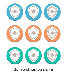 A set of icons in the form of shields of three degrees of protection