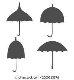 Set with icons of a four different retro umbrellas