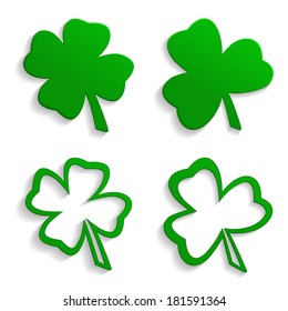 Set of icons four leaf clover and trefoil.