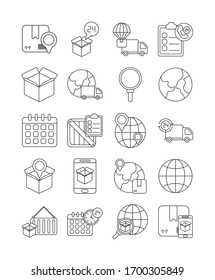 conjunto de iconos logística de entrega de carga , diseño de ilustración vectorial de estilo de línea
