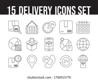 set of icons freight delivery logistics , line style icon vector illustration design
