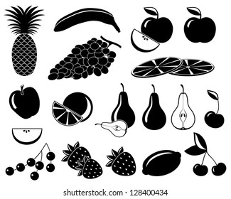 Set icons of fruit. vector