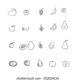 Set Icons of fruits - chalk
