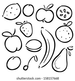 Set icons fruits - vector