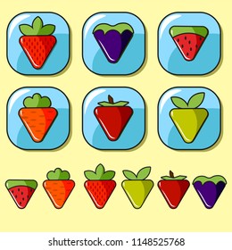 set of icons with fruits and vegetables