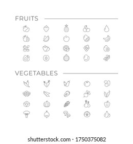 Set icons of fruits and vegetables