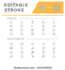 Set icons of fruits and vegetables