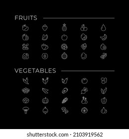 Set icons of fruits and vegetables