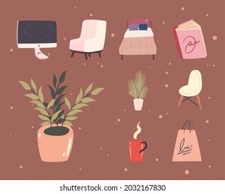 set icons furniture for bedroom