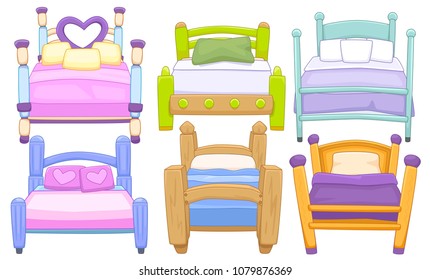 set icons furniture double bed vector illustration isolated on white background