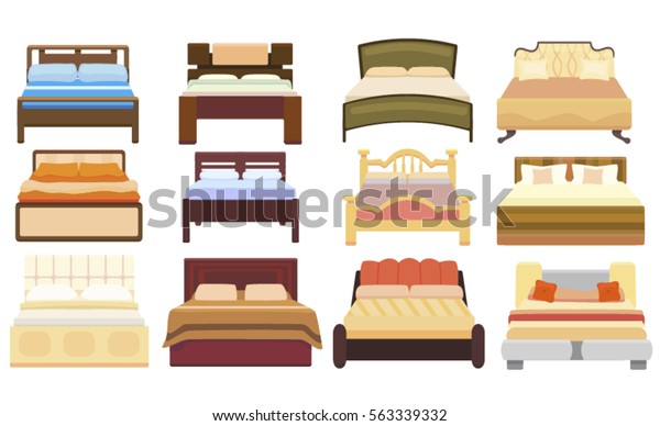 set icons furniture double bed vector\
illustration isolated on white\
background